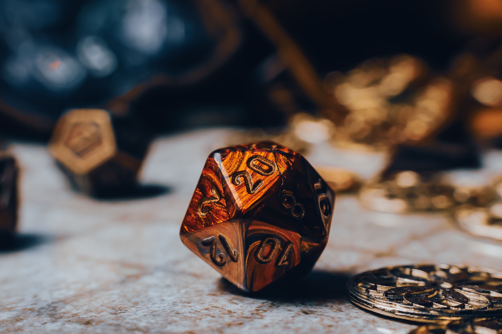 Close-up image of a red RPG die